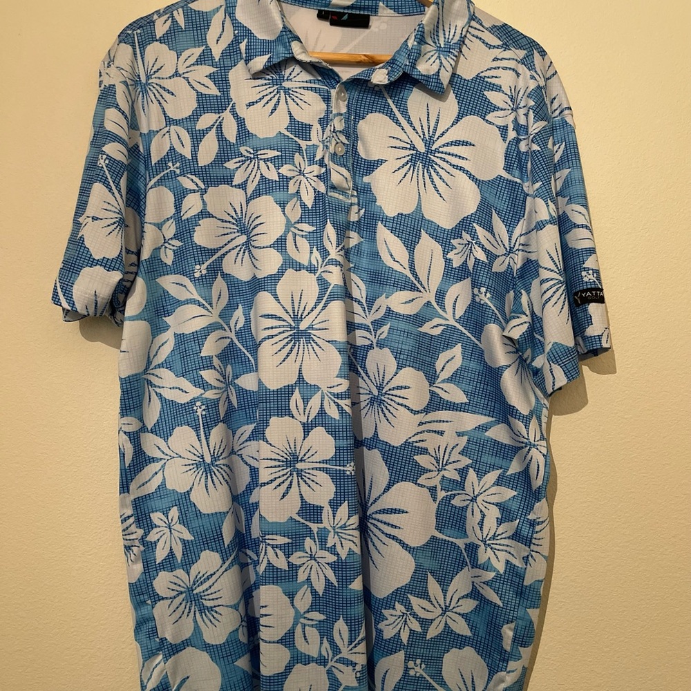 Yatta Blue Floral Men's Golf Shirt